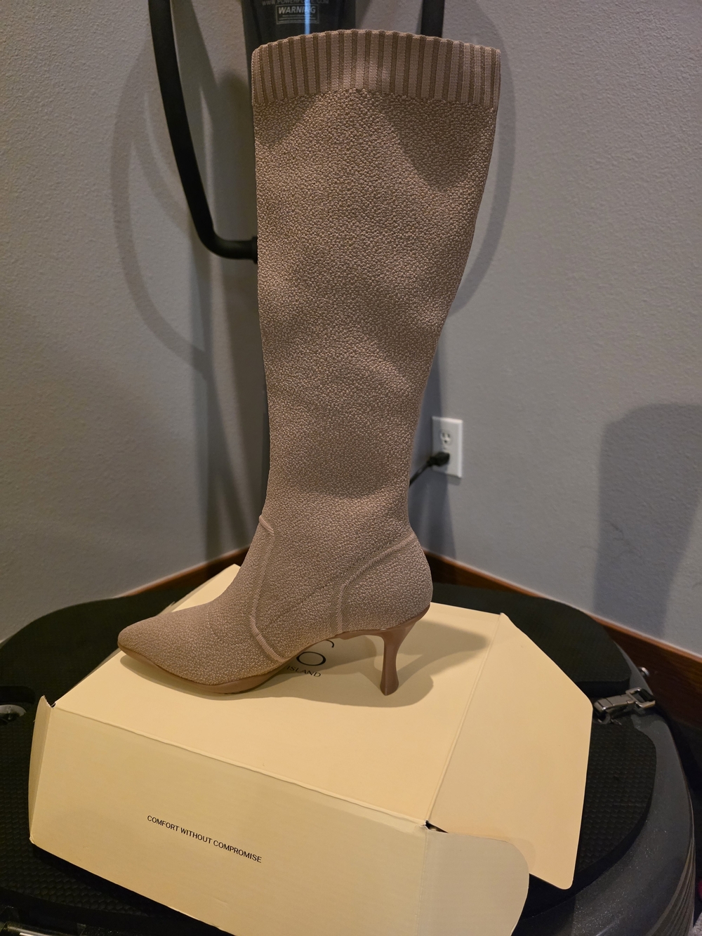 Women's Knee-High Stretch Boot in Taupe